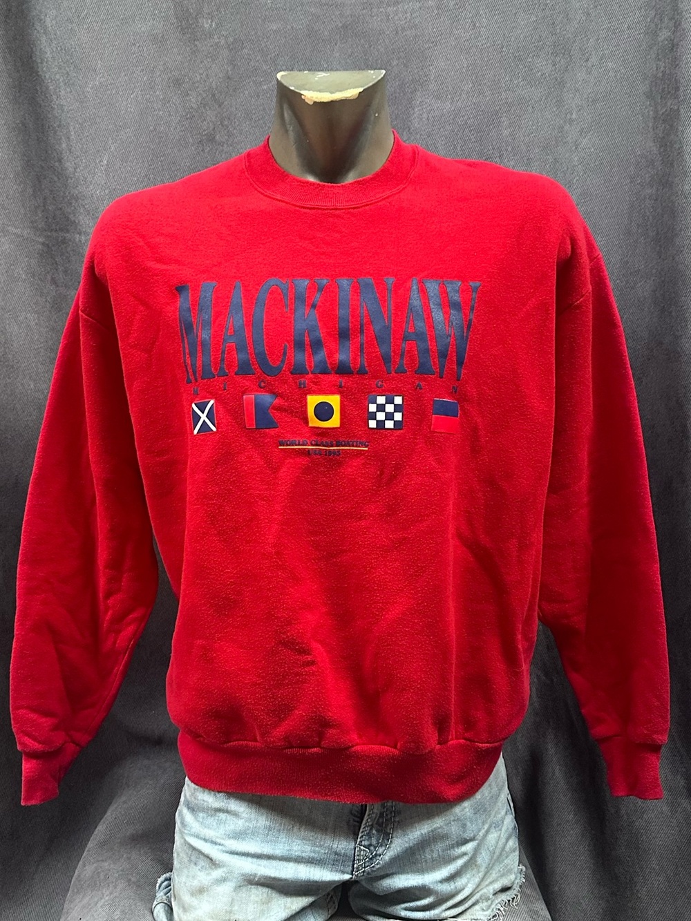 Vintage 1995 Mackinaw Michigan World Class Boating sweatshirt jerzees XL 90s